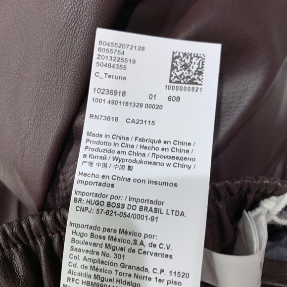 Hugo Boss Faux Leather Jogger Pants Dark Red Womens Size 8 Elastic Waist - Picture 7 of 13